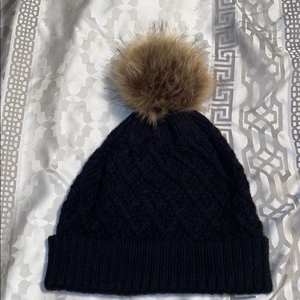 Torrid beanie with faux fur puff ball
